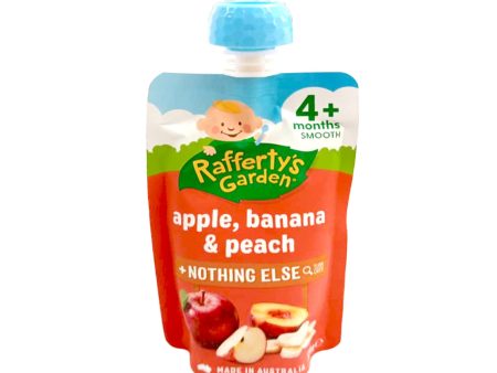 Raffertys Garden Apple, Banana and Peach Baby Pouch Puree (4 months above) 120g For Cheap