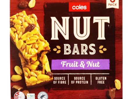 Coles 6 Nut Bars Fruit and Nut Cereal Bar 210g For Discount