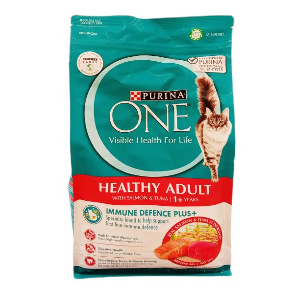 Purina One Healthy Adult Salmon and Tuna Dry Cat Food 1.2kg Supply