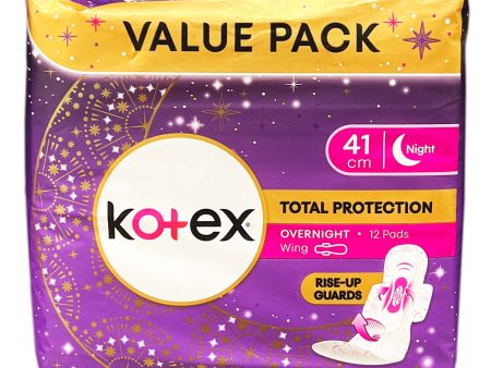 Kotex Total Protection Overnight Wings Sanitary Pads 41cm 12pcs pack Online now