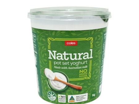 Coles Natural Pot Set Yoghurt (No Added Sugar) 1kg Hot on Sale