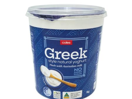 Coles Greek Style Natural Yoghurt (No Added Sugar) 1kg Supply